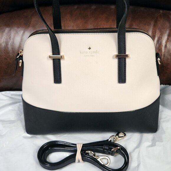 kate spade Handbags - Kate Spade Cedar Street Maise Satchel - Black & Ivory - EUC